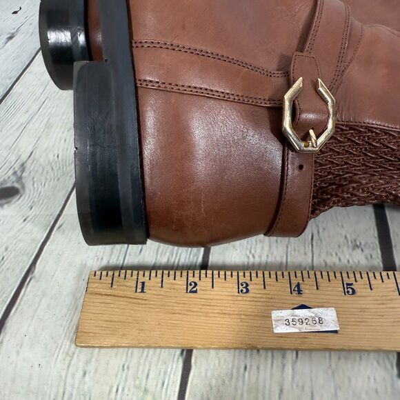 Cole Haan Riding Knee High Boots Size 9.5B Brown Equestrian Buckle Quiet Luxury - Picture 12 of 16